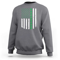 Vintage St. Patricks Day American Flag Shamrocks Sweatshirt