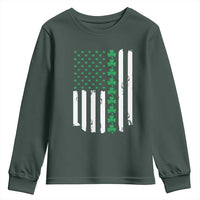 Vintage St. Patricks Day American Flag Shamrocks Youth Sweatshirt