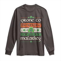 St. Patrick's Day Prone to Shenanigans and Malarkey Long Sleeve Shirt Funny St Patrick's Day Lucky Shamrock Irish