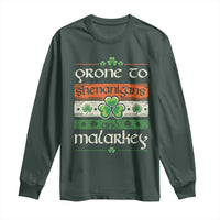 St. Patrick's Day Prone to Shenanigans and Malarkey Long Sleeve Shirt Funny St Patrick's Day Lucky Shamrock Irish