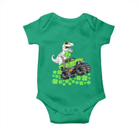 Lucky St Patricks Day Toddler Boys Baby Onesie T Rex Dino Riding Monster Truck Shamrock