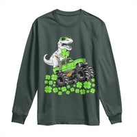Lucky St Patricks Day Toddler Boys Long Sleeve Shirt T Rex Dino Riding Monster Truck Shamrock
