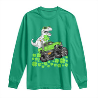 Lucky St Patricks Day Toddler Boys Long Sleeve Shirt T Rex Dino Riding Monster Truck Shamrock