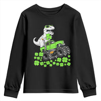 Lucky St Patricks Day Toddler Boys Youth Sweatshirt T Rex Dino Riding Monster Truck Shamrock