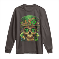 Sugar Skull St Patrick Day Long Sleeve Shirt De Los Muertos Lucky Shamrock