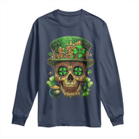 Sugar Skull St Patrick Day Long Sleeve Shirt De Los Muertos Lucky Shamrock