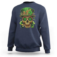 Sugar Skull St Patrick Day Sweatshirt De Los Muertos Lucky Shamrock