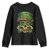 Sugar Skull St Patrick Day Youth Sweatshirt De Los Muertos Lucky Shamrock