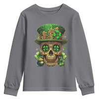 Sugar Skull St Patrick Day Youth Sweatshirt De Los Muertos Lucky Shamrock