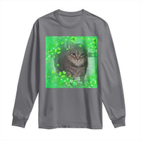 Funny Cat Meme St Patricks Day Long Sleeve Shirt Lucky Shamrock Goofy Ahh Cat