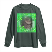 Funny Cat Meme St Patricks Day Long Sleeve Shirt Lucky Shamrock Goofy Ahh Cat