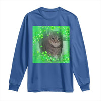 Funny Cat Meme St Patricks Day Long Sleeve Shirt Lucky Shamrock Goofy Ahh Cat