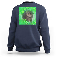 Funny Cat Meme St Patricks Day Sweatshirt Lucky Shamrock Goofy Ahh Cat