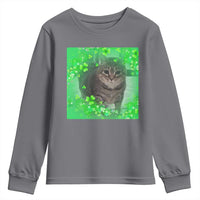 Funny Cat Meme St Patricks Day Youth Sweatshirt Lucky Shamrock Goofy Ahh Cat