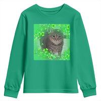 Funny Cat Meme St Patricks Day Youth Sweatshirt Lucky Shamrock Goofy Ahh Cat