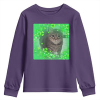 Funny Cat Meme St Patricks Day Youth Sweatshirt Lucky Shamrock Goofy Ahh Cat