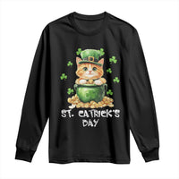 St. Patrick's Day Irish Cat Long Sleeve Shirt Kitty Saint Pattys Lucky Shamrocks