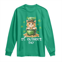 St. Patrick's Day Irish Cat Long Sleeve Shirt Kitty Saint Pattys Lucky Shamrocks