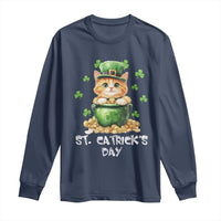 St. Patrick's Day Irish Cat Long Sleeve Shirt Kitty Saint Pattys Lucky Shamrocks