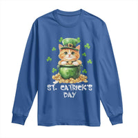 St. Patrick's Day Irish Cat Long Sleeve Shirt Kitty Saint Pattys Lucky Shamrocks