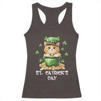 St. Patrick's Day Irish Cat Racerback Tank Top Kitty Saint Pattys Lucky Shamrocks