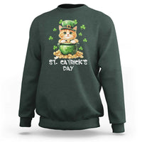 St. Patrick's Day Irish Cat Sweatshirt Kitty Saint Pattys Lucky Shamrocks