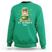 St. Patrick's Day Irish Cat Sweatshirt Kitty Saint Pattys Lucky Shamrocks