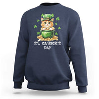 St. Patrick's Day Irish Cat Sweatshirt Kitty Saint Pattys Lucky Shamrocks
