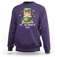 St. Patrick's Day Irish Cat Sweatshirt Kitty Saint Pattys Lucky Shamrocks