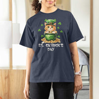 St. Patrick's Day Irish Cat T Shirt For Women Kitty Saint Pattys Lucky Shamrocks