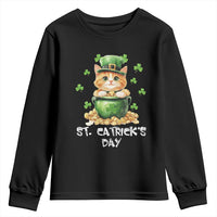 St. Patrick's Day Irish Cat Youth Sweatshirt Kitty Saint Pattys Lucky Shamrocks