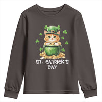 St. Patrick's Day Irish Cat Youth Sweatshirt Kitty Saint Pattys Lucky Shamrocks
