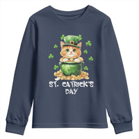 St. Patrick's Day Irish Cat Youth Sweatshirt Kitty Saint Pattys Lucky Shamrocks