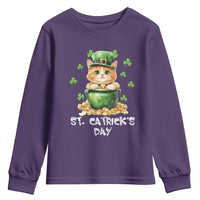 St. Patrick's Day Irish Cat Youth Sweatshirt Kitty Saint Pattys Lucky Shamrocks