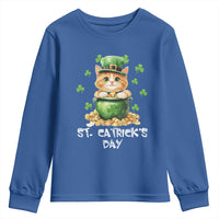 St. Patrick's Day Irish Cat Youth Sweatshirt Kitty Saint Pattys Lucky Shamrocks