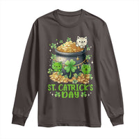 Cats St Patricks Day Long Sleeve Shirt Pot Of Gold Kitty Lover Lucky Irish