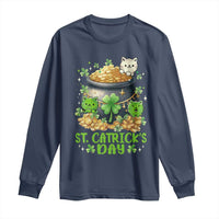 Cats St Patricks Day Long Sleeve Shirt Pot Of Gold Kitty Lover Lucky Irish
