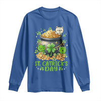 Cats St Patricks Day Long Sleeve Shirt Pot Of Gold Kitty Lover Lucky Irish