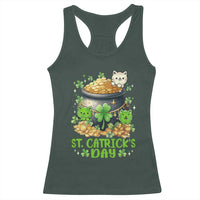 Cats St Patricks Day Racerback Tank Top Pot Of Gold Kitty Lover Lucky Irish