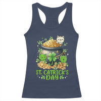 Cats St Patricks Day Racerback Tank Top Pot Of Gold Kitty Lover Lucky Irish
