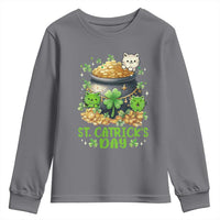 Cats St Patricks Day Youth Sweatshirt Pot Of Gold Kitty Lover Lucky Irish