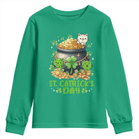 Cats St Patricks Day Youth Sweatshirt Pot Of Gold Kitty Lover Lucky Irish