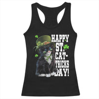 Shamrock Cat St Patricks Day Racerback Tank Top Kitty Mom Gift