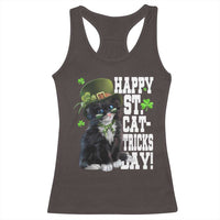 Shamrock Cat St Patricks Day Racerback Tank Top Kitty Mom Gift