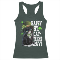 Shamrock Cat St Patricks Day Racerback Tank Top Kitty Mom Gift