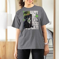 Shamrock Cat St Patricks Day T Shirt For Women Kitty Mom Gift