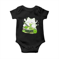 St Patrick's Day Cats Baby Onesie Irish Eating Ramen Noodles Cute Anime Shamrocks