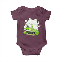 St Patrick's Day Cats Baby Onesie Irish Eating Ramen Noodles Cute Anime Shamrocks