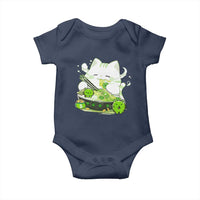 St Patrick's Day Cats Baby Onesie Irish Eating Ramen Noodles Cute Anime Shamrocks