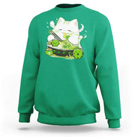 St Patrick's Day Cats Sweatshirt Irish Eating Ramen Noodles Cute Anime Shamrocks